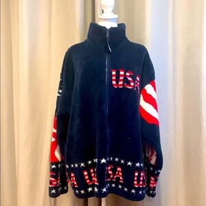Black Mountain USA Flag Fleece Jacket Size 1X